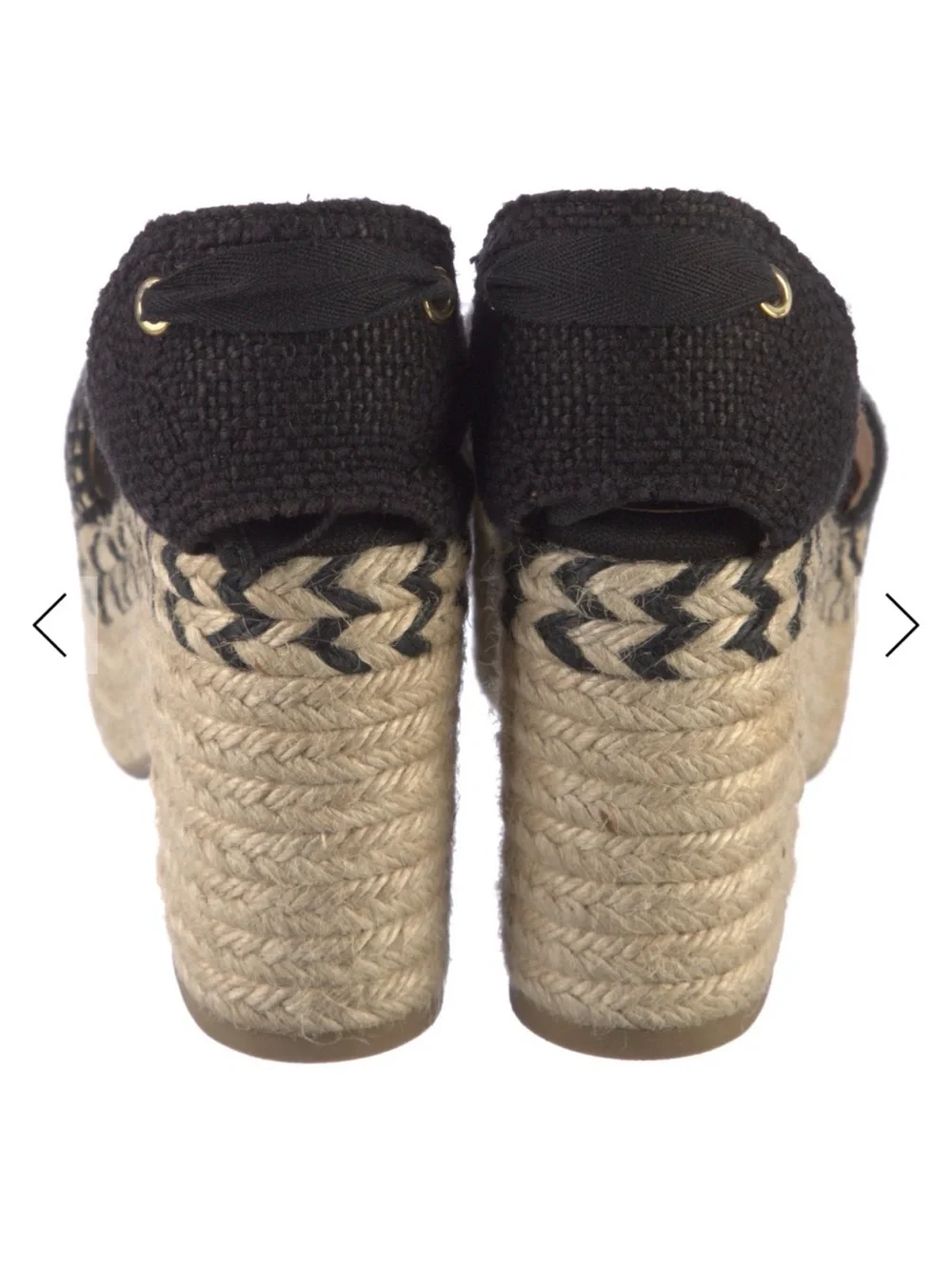 Castaner Black Woven Espadrille Platform Sandal with Ankle Tie
